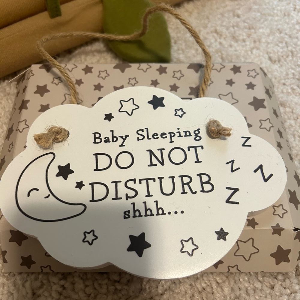 Cloud Shaped Baby Sleeping Sign - White